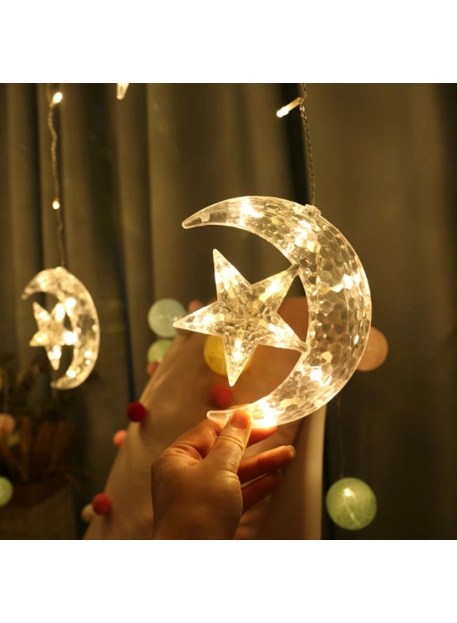 Home Care LED Moon And Star Pattern Ramdan Decorative Lights Warm White 3 M LED Moon And Star Pattern Ramdan Decorative Lights Warm White Three Pin Plug - Image 5